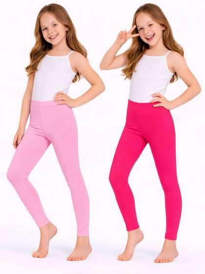 DYCA Girls Pack Of 2
                    Cotton Ankle-Length Leggings