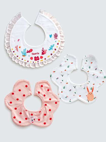 Little Surprise Box Pack
                    Of 3 Polka Rabbit Print Premium Adjustable Bibs Set