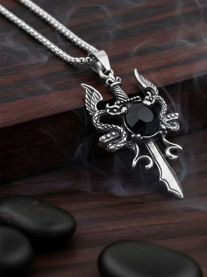 Saizen Silver-Plated
                    Geometric Pendants with Chains