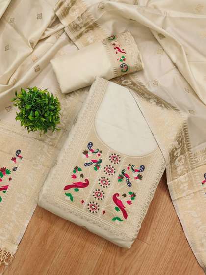 Mitera Embroidered
                        Unstitched Dress Material