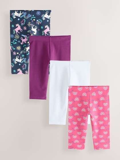 NEXT Girls Pack Of 4
                    Printed Ankle-Length Leggings