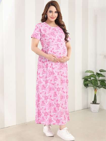MomsBae Printed Maxi
                        Nightdress