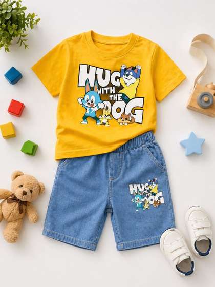 Finders Unisex Kids
                    Printed T-shirt with Shorts