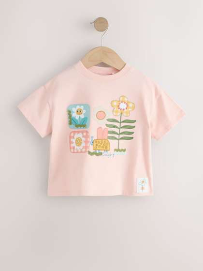 NEXT Girls Graphic
                    Printed Drop-Shoulder Sleeves T-shirt