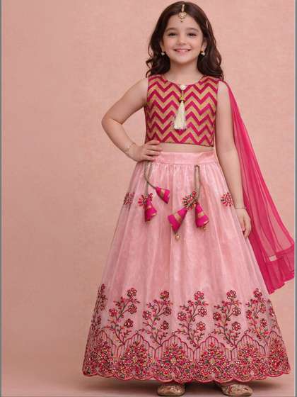 Sainur creation
                        Girls Thread Work Semi-Stitched Lehenga &
                        Blouse With Dupatta