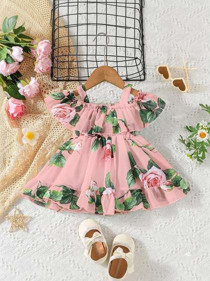 Pixel Punk Infant Girls
                    Floral Print Silk Fit & Flare Maxi Dress