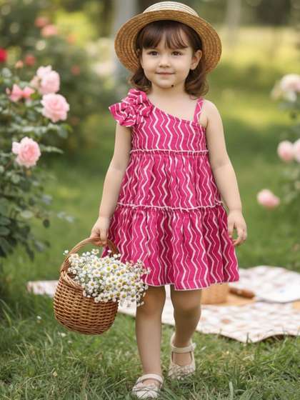 Cutiekins Striped One
                    Shoulder Fit & Flare Dress