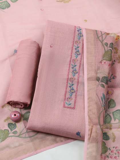 Meena Bazaar Printed
                        Linen Unstitched Dress Material