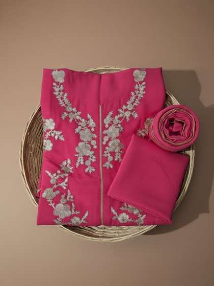 HERE&NOW
                          Embroidered Silk Georgette Unstitched Dress
                          Material