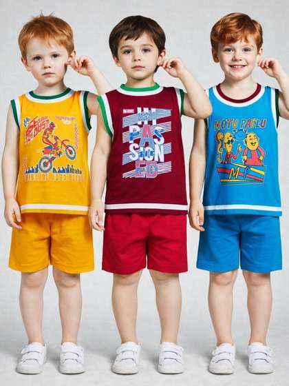 Shajiv Boys Printed
                    T-shirt with Shorts