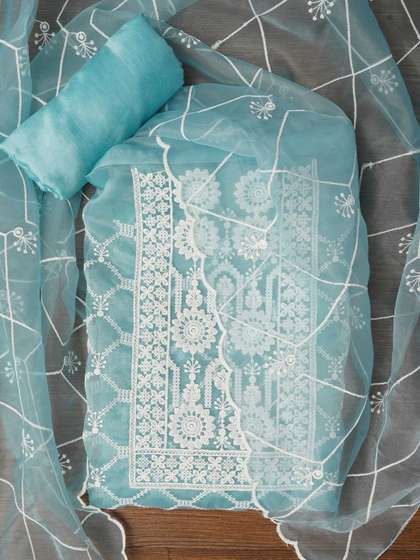 Dhaaga Ghar
                          Embroidered Organza Unstitched Dress Material