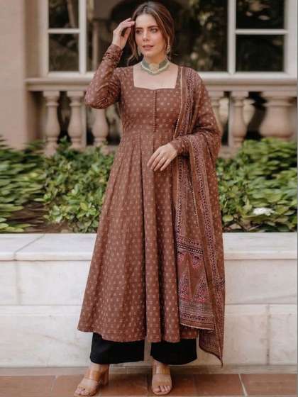 Anouk Women
                          Printed Regular Kurta with Palazzos & With
                          Dupatta
