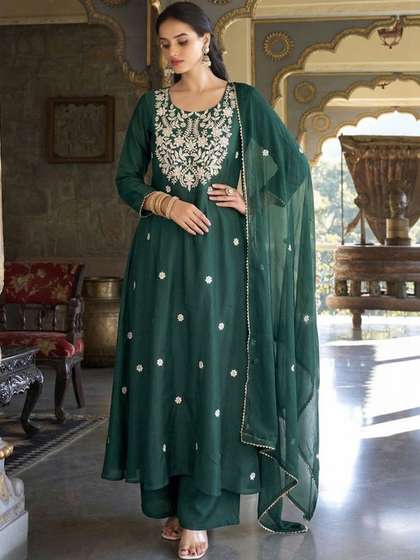 Anouk Women
                        Embroidered Regular Kurta with Palazzos &
                        With Dupatta