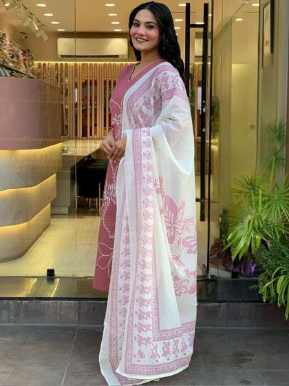 KALINI Women
                          Floral Embroidered Regular Gotta Patti Kurta
                          with Trousers & With Dupatta
