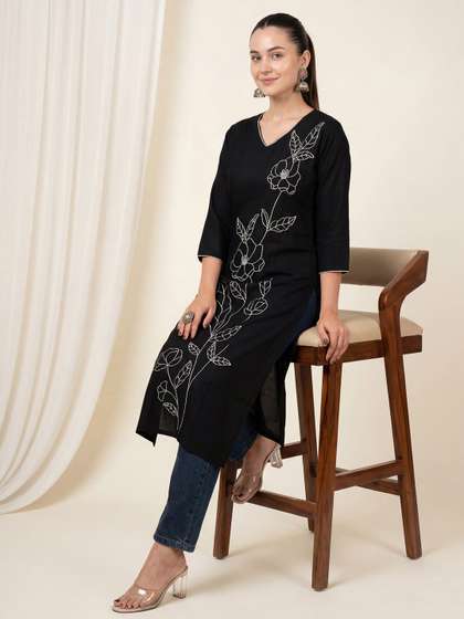 Indo Era Floral
                        Printed Straight Kurta