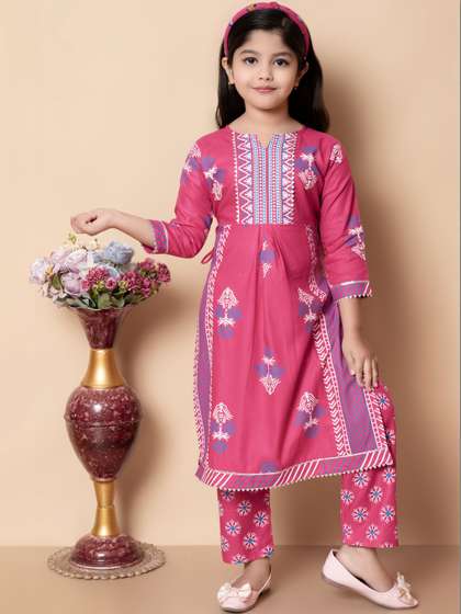 KALINI Girls Floral
                    Printed Regular Kurta with Pyjamas