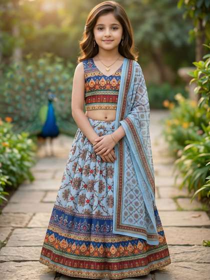 KALINI Girls Printed
                    Ready to Wear Lehenga & Blouse With Dupatta