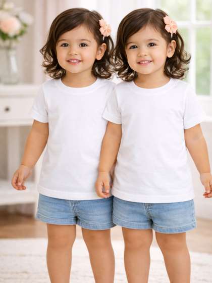 Bodycare Kids Pack of 2
                    Solid White Pure Cotton Round Neck Half Sleeve
                    Casual T-Shirts