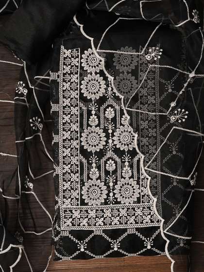 Dhaaga Ghar
                          Embroidered Organza Unstitched Dress Material