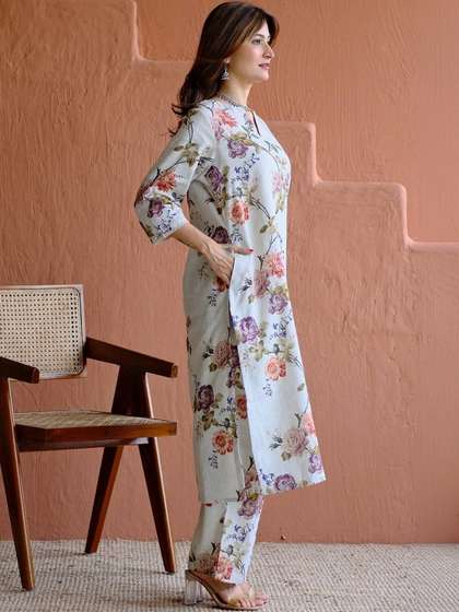 Veera Collection
                          Women Floral Regular Kurta with Trousers