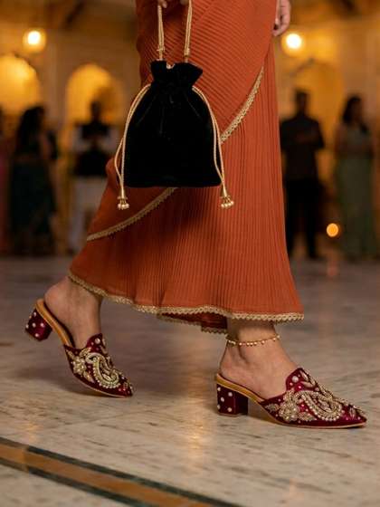Ravis Embellished
                        Party Block Mules