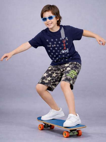 PLUM TREE Boys Cotton
                    Printed T-shirt & Shorts Set