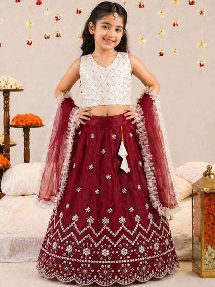 Sainur creation Girls
                    Embellished Sequinned Ready to Wear Lehenga &
                    Blouse With Dupatta