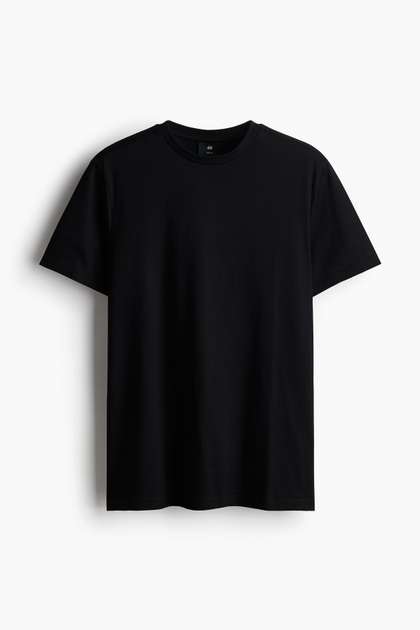 HM Men Black Solid
                        Cotton Pure Cotton T-shirt Regular Fit