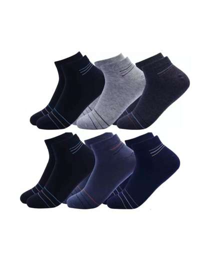 akeet trend Unisex Pack
                    of 6 Cotton Assorted Striped Ankle Length Socks