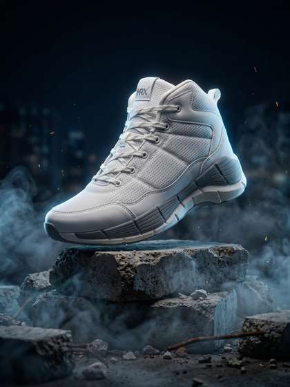 HRX by Hrithik
                        Roshan Men White Mid-Top Lace-Up Basketball
                        Shoes