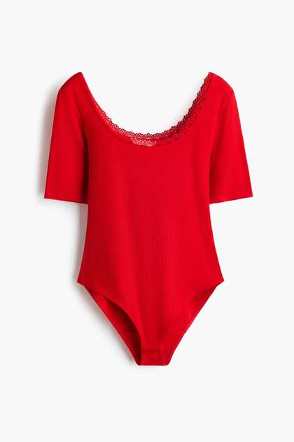 H&M Lace-Trimmed
                        Ribbed Body