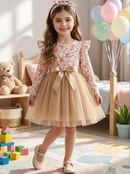 YK Puff Sleeve Ruffled
                    A-Line Dress