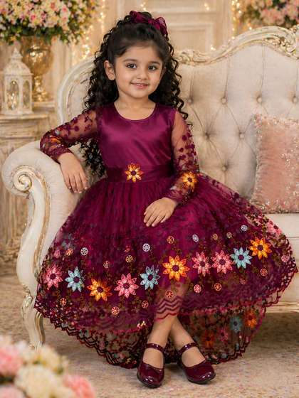BAESD Embroidered Net
                      Fit & Flare Dress