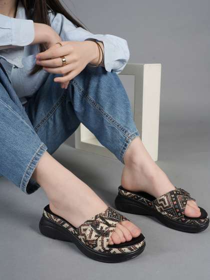 Liscott Printed
                        Wedge Sandals with Buckles