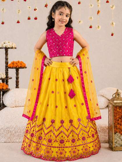 Sainur creation
                        Girls Embellished Mirror Work Ready to Wear
                        Lehenga & Blouse With Dupatta