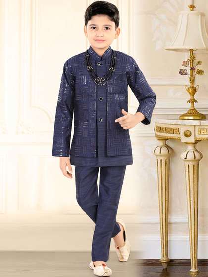 joley poley Boys
                        Sequin Embellished Mandarin Collar Sherwani