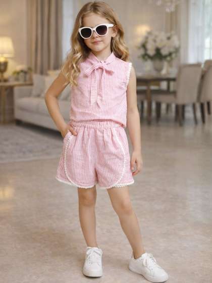 Superminis Girls Striped
                    Top with Shorts