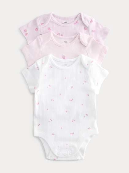 Marks & Spencer
                      Girls 3 Pack Pure Cotton Printed Bodysuits