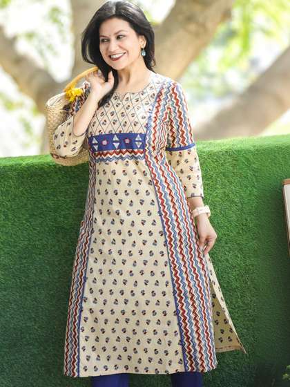 Desi Sandook Printed
                        Mirror Work Pure Cotton Mirror Work Kurti