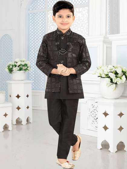 joley poley Boys
                        Sequin Embellished Mandarin Collar Sherwani