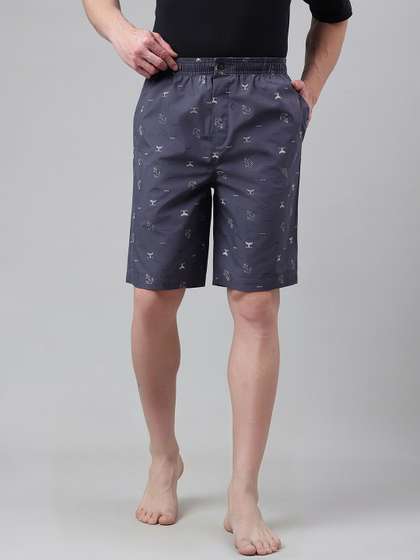 Van Heusen Innerwear
                      Men Printed Mid-Rise Loose Fit Cotton Lounge
                      Shorts