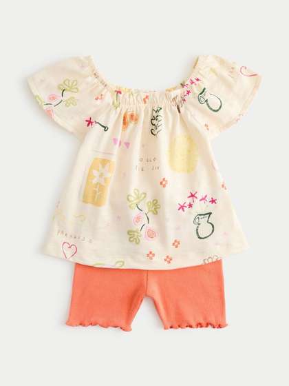 Marks & Spencer
                      Girls Cotton Rich Printed Top & Bottom Set