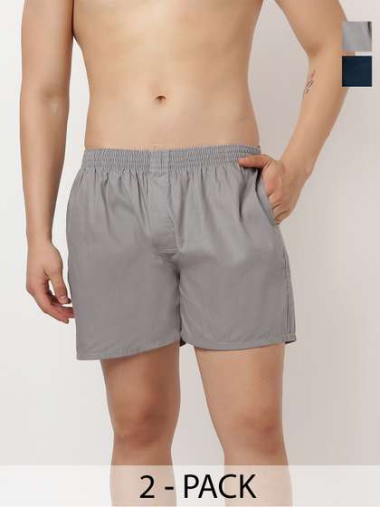WYSE Pack Of 2 Pure
                        Cotton Mid-Rise Boxers