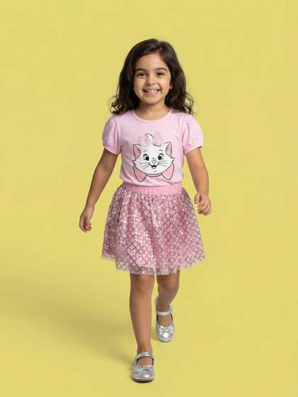 Nauti Nati Girls
                        Printed T-shirt with Skirt