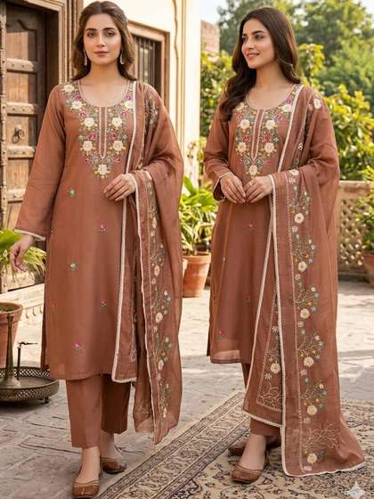 HMP Fashion
                        Embroidered Unstitched Dress Material