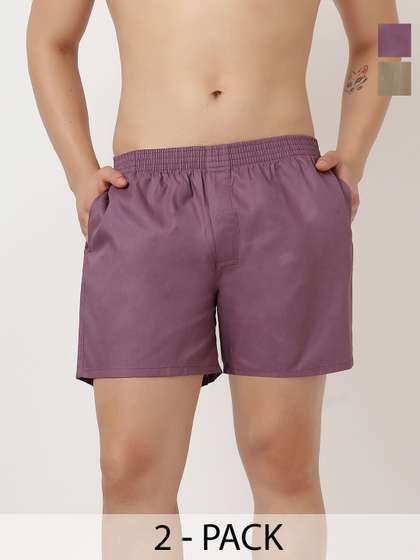 WYSE Pack Of 2 Pure
                        Cotton Mid-Rise Boxers