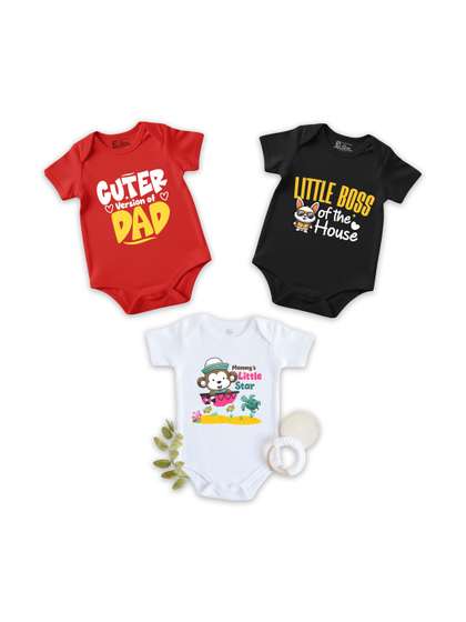 karmikh clothing &
                    lifestyle Infants Pack Of 3 Printed Cotton Bodysuit