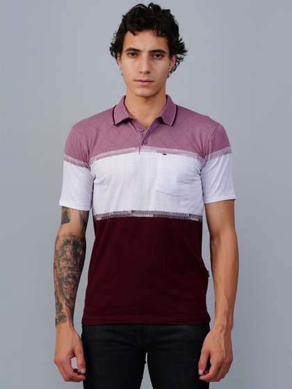 ESSA Men Colourblocked Polo Collar Slim Fit T-shirt