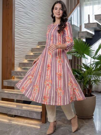 Indo Era Women
                        Printed Regular Beads and Stones Pure Cotton
                        Kurta with Trousers