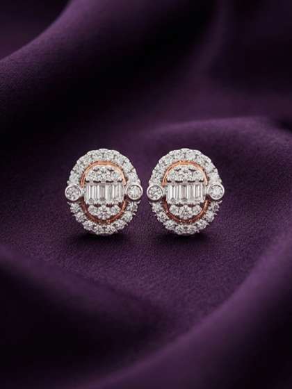 BAYAN JEWELRY 925
                        Sterling Silver 18KT Rose Gold Plated 0.26 CT
                        Diamond Earrings - 1.34g